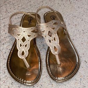 Candies Gold Women’s Sandals (size 9/10)